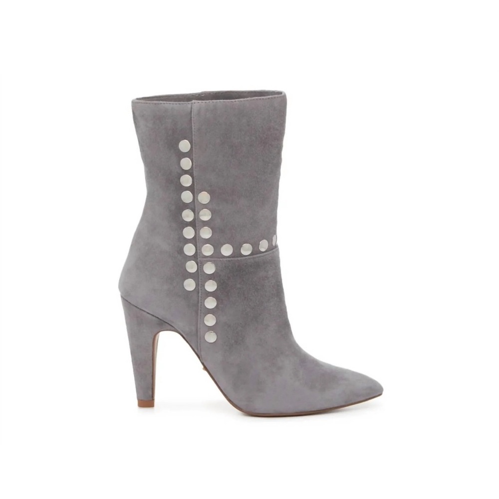 42 GOLD Gray Suede Heeled Boots with Studs (Brand 🆕 Never Worn)
